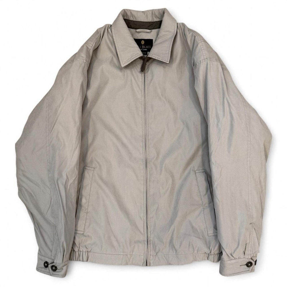 Vintage Bill Blass Black Label Tan Bomber Jacket Men's Size Medium Boxy Fit 90s